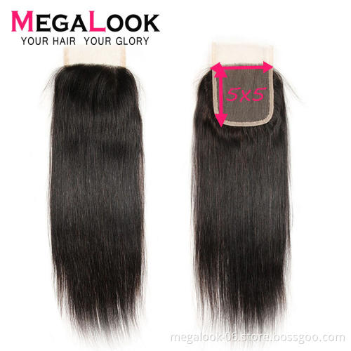 Wholesale Pre-Plucked Brazilian Free Part Straight Virgin Hair 4*4 5X5 6X6 7X7 Swiss Lace Closure